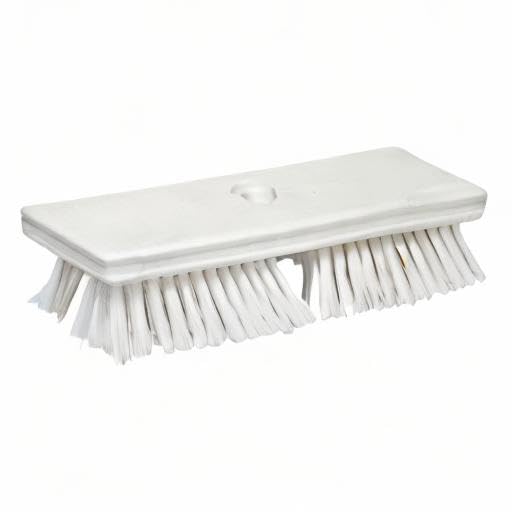 SPARTA Plastic Floor Scrub Brush, Brush Head Only, Deck Brush with ACME Standard Thread Fitting for Deck, Industrial Kitchens, and Hospitals, 10 Inches, White, (Pack of 6)