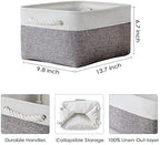 TheWarmHome Storage Bins for Shelves - 13.8L×9.8W×6.7H inch 3 Pack Medium Collapsible Storage Baskets for Organizing | Fabric Storage Cubes for Linen Closet Toy Home (White&Grey)