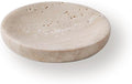 Round Marble Trinket Dish, Jewelry Tray Real Marble Soap Dish for Facial Sponge, Bathroom Makeup Sponge Holder,Nightstand Decor, Coaster(Beige Travertine)