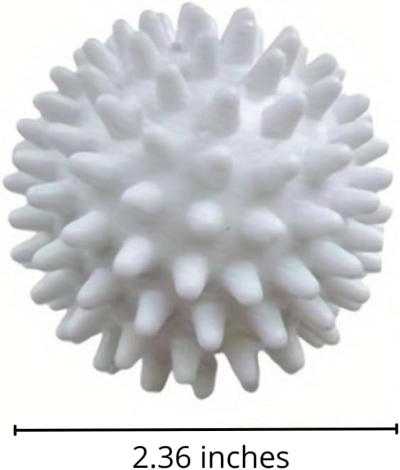 Reusable Laundry Dryer Balls, White Plastic Anti-Static Fabric Softener, Reduces Wrinkles, Sustainable Cleaning Supplies, Essential Washing & Drying Aid for Soft, 6 Pack, 2.36 in (White)