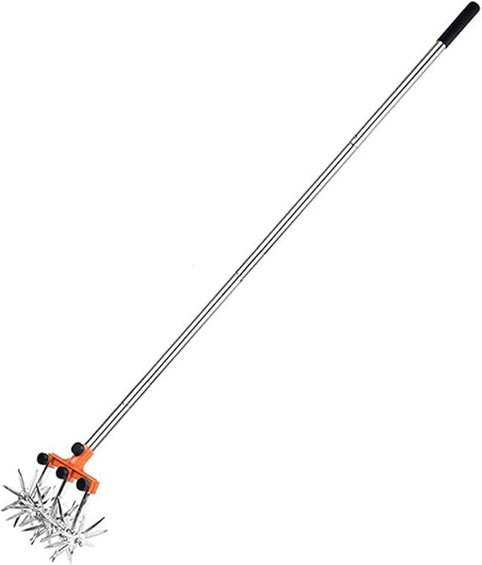 Rotary Cultivator Garden Tiller, Manual Tiller Tool Metal Construction Wheel Edger Manual Lawns Tool Gardening for Tight Spaces Metal Soil Cultivator for Hard Soil