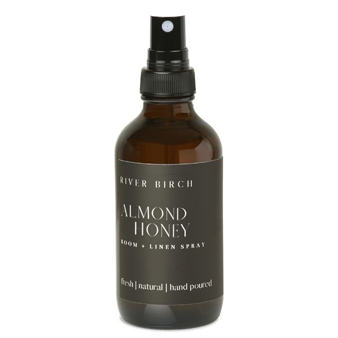 River Birch Almond Honey Scented Linen and Room Spray | Home Fragrance | 4 oz Glass Amber Bottle | Luxury Signature Scent | Handmade in Texas