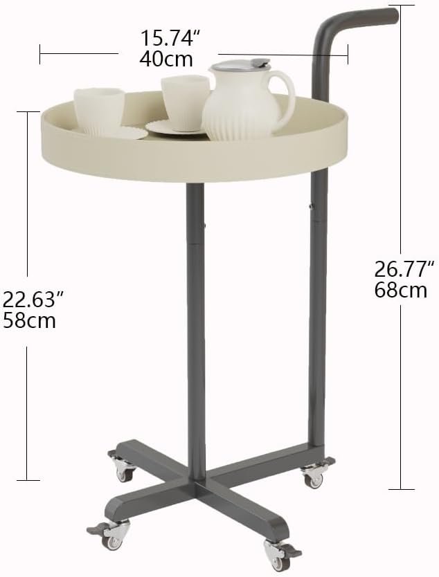 Rolling Utility Cart with Novelty Design, Mobile Saddle Leather Trolley, Organizer Trolley with Lockable Wheels, Multifunctional Serving Cart for Living Room (White)