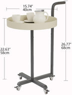 Rolling Utility Cart with Novelty Design, Mobile Saddle Leather Trolley, Organizer Trolley with Lockable Wheels, Multifunctional Serving Cart for Living Room (White)