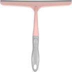 HARFINGTON Shower Squeegee 9.6 Inch Length Water Blade Cleaner Tool Household Mirror Squeegee with Hole for Windshield Window Cleaning Glass Door, Pink