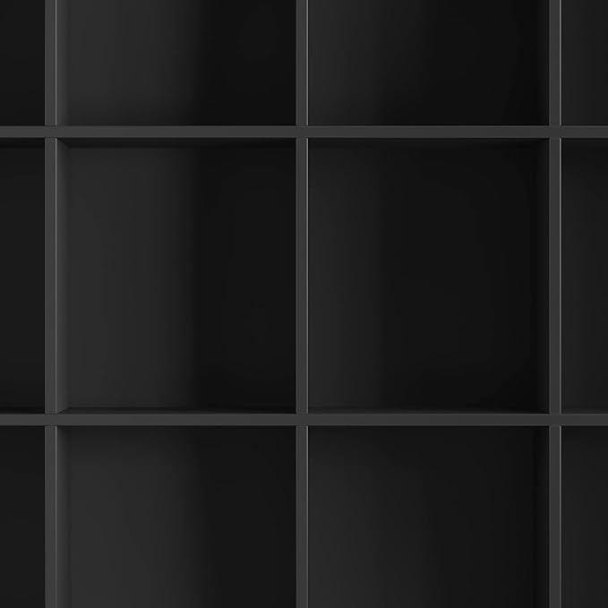 SIMPLIHOME Acadian Bookcase - 57 inch Tall 12-Cube Solid Wood Storage Display Unit in Black, Transitional Cube Organizer for Living Room, Study Room or Office with Fixed Shelves and Tapered Legs