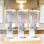 Triple Food Dispenser - Easy To Use Dry Food Dispenser Perfect As A Candy, Nuts, Rice, Granola, Cereal Dispenser & More - Dispensing 1 Ounce Per Twist And Preserving Freshness For Fun, Easy Serving.