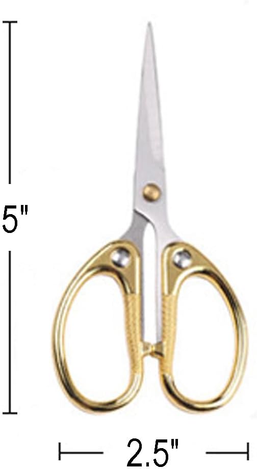 5" Small Sewing Scissors All Purpose Scissors Stainless Steel Tip Shears DIY Tools Office Scissor for Home Office School Sewing Fabric Handcraft Craft Art Work Needlework Everyday Use Gold