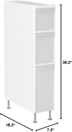 like-it TS-111A Laundry Storage Gap Stocker, 3 Tiers Width 7.3 x Depth 18.3 x Height 35.8 inches (18.7 x 46.5 x 91 - 93.5 cm), White, Made in Japan