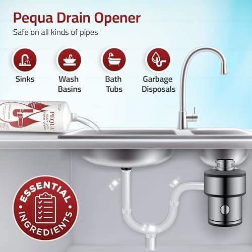 PEQUA INDUSTRIES P-10232 Pequa Heavy Duty Drain Opener, Non-Acid, Fast-Acting Formula, Industrial strength Drain Cleaner for Sinks, Tubs, Septic Tanks -32 Oz