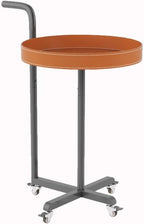 Rolling Utility Cart with Novelty Design, Mobile Saddle Leather Trolley, Organizer Trolley with Lockable Wheels, Multifunctional Serving Cart for Living Room (Orange)