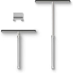 Shower Squeegee with Long Handle and Adhesive Hook. for Glass Doors, Tile Walls, Mirrors and Windows. Telescoping Squeegee for Cleaning. Bathroom Stainless Steel Squeegee, 10inch Wide, Chrome – 1pk