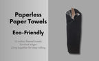 Paperless Towels, 12-12" X 10" Washable Paper Towels, Reusable Paper Towels, 100% Cotton (Black)