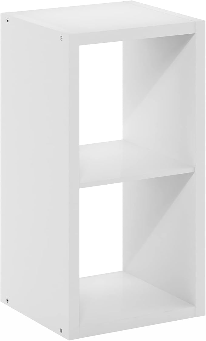 Furinno Cubicle Open Back Decorative Cube Storage Organizer, 2, White
