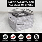 ALCOVA Shoe Organizer for Closet, 3 Pack Shoe Storage Box with Clear Cover, Foldable Shoe Storage Box, Fits up to 48 Pairs, Gray