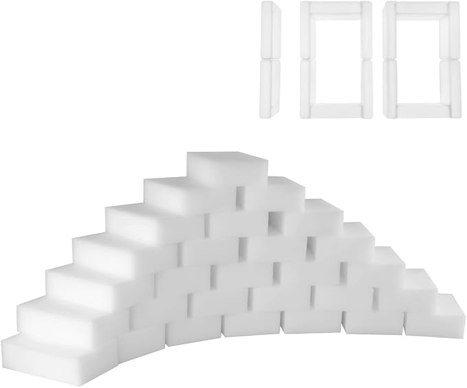 Magic Melamine Sponge Eraser, 2X Density Magic Cleaning Erasers in Bulk Extra Durable & Long Lasting, Multi-Functional Melamine Foam Sponges for Bathroom Window Shoes Kitchen (100)
