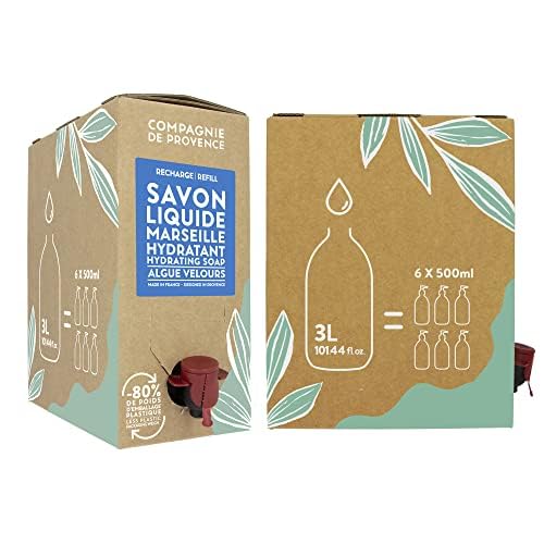 Compagnie de Provence Savon de Marseille Nourishing Liquid Soap, Velvet Seaweed, 101.4 Fl Oz Eco Refill