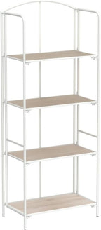 Crofy No Assembly Folding Bookshelf for Living Room, 4 Tier White Collapsible Book Shelf for Home Office, Portable Bookcase Storage Organizer