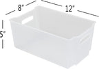 Pekky Pantry Freezer Organizer Bins Stackable Storage Box, 6 Packs, Frosted Transparent