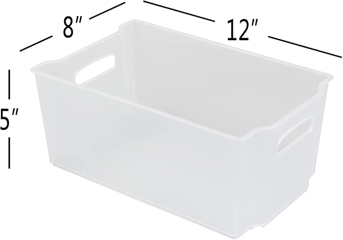 Pekky Pantry Freezer Organizer Bins Stackable Storage Box, 6 Packs, Frosted Transparent