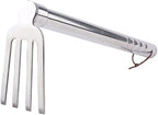 Stainless Steel Garden Cultivator Metal Hand Weather Resistant Hand Tool 15-Inch Lightweight 4 prongs Rake for Weeding Seeding Turning Soil