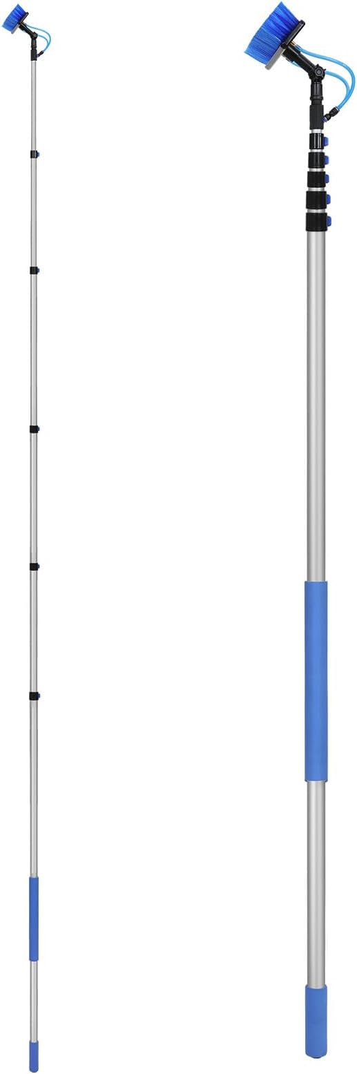 VEVOR Water Fed Pole Kit, 36FT Solar Panel Cleaning Pole with Extendable Handle, 180° Rotatable Brush Head & 65.6FT Hose, Household & Outdoor Window Cleaner Tool for Caravan Solar Panel Deck