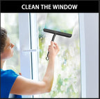 Shower Squeegee for Glass Doors with Adhesive Hook, All-Purpose Squeegee for Shower Glass, Bathroom, Window, Mirror, Car Glass and Tile Wall-8 Inches,Black