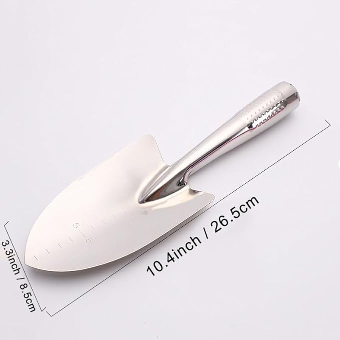 Stainless Gardening Shovel Set,Heavy Duty One-Piece Small Garden Trowel Hand Shovel Gardening Tools for Planting, Digging, Weeding, Moving and Smoothing, Gardening Gifts for Women