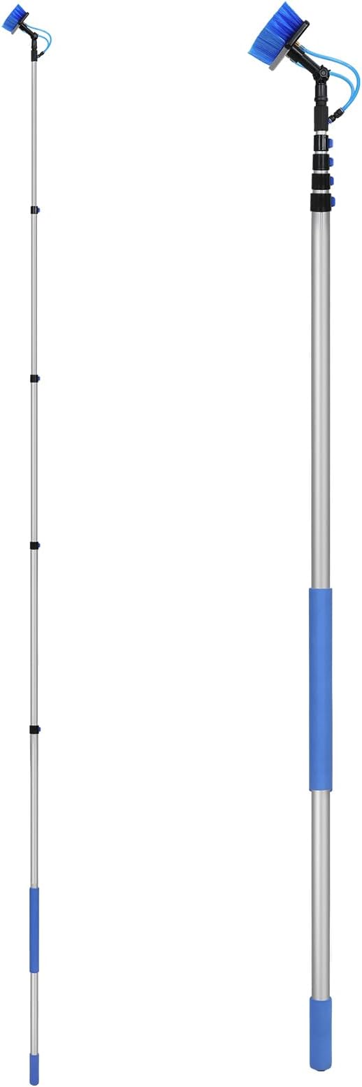 VEVOR Water Fed Pole Kit, 30FT Solar Panel Cleaning Pole with Extendable Handle, 180° Rotatable Brush Head & 65.6FT Hose, Household & Outdoor Window Cleaner Tool for Caravan Solar Panel Deck