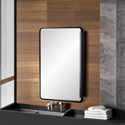 Black Bathroom Mirror Medicine Cabinet with Round Corner Framed Door and Beveled Edge Mirror 15 x 25 inch, Recessed or Surface Mount, with Adjustable Glass Shelves