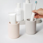 Selegna Drying Stone Toothbrush Holder, Diatomite Toothbrush Holders for Bathroom, Quick Drying Electric Toothbrush & Toothpaste Holder Cup, Diatomaceous Earth Bathroom Sink Organizer (Beige)