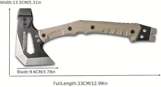 HX OUTDOORS Mercenarys Tactical Engineer Axes Multifunctional Explosion-Proof Axe Camping Artillery Fire Rescue Hammer Hiking Tools,Black