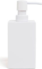 Matte White Soap Dispenser for Bathroom, 15oz Square Rustproof Liquid Hand Dish Soap Dispenser Pump for Kitchen Sink, Countertop, and Bathroom
