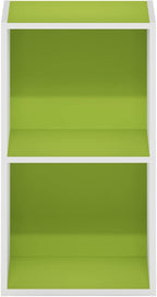 Furinno Luder Bookcase / Book / Storage, 2-Tier Cube, Green/White
