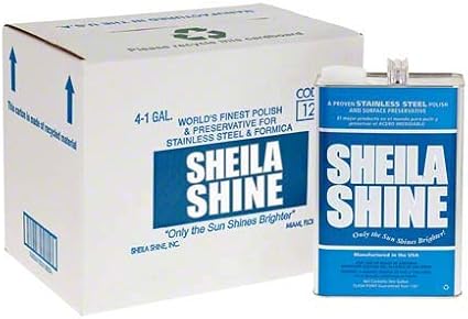 Sheila Shine 4 Gal Stainless Steel Cleaner & Polish | 4 x 1 Gal Cans per Carton | Residue & Streak Free | Made in USA
