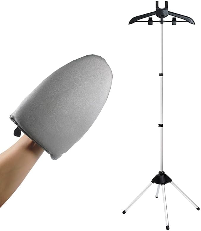 Garment Steamer Ironing Gloves and Handheld garment steamer clothes rack, Grey Ironing Gloves + clothes rack, 9.5x6x1.2 inches