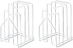 SUNFICON 2 Pack White Cutting Board Holder Rack Pot Pan Lids Holder Chopping Board Organizer Thin Bakeware Tray Dry Display Stand Kitchen Countertop Cabinet Office