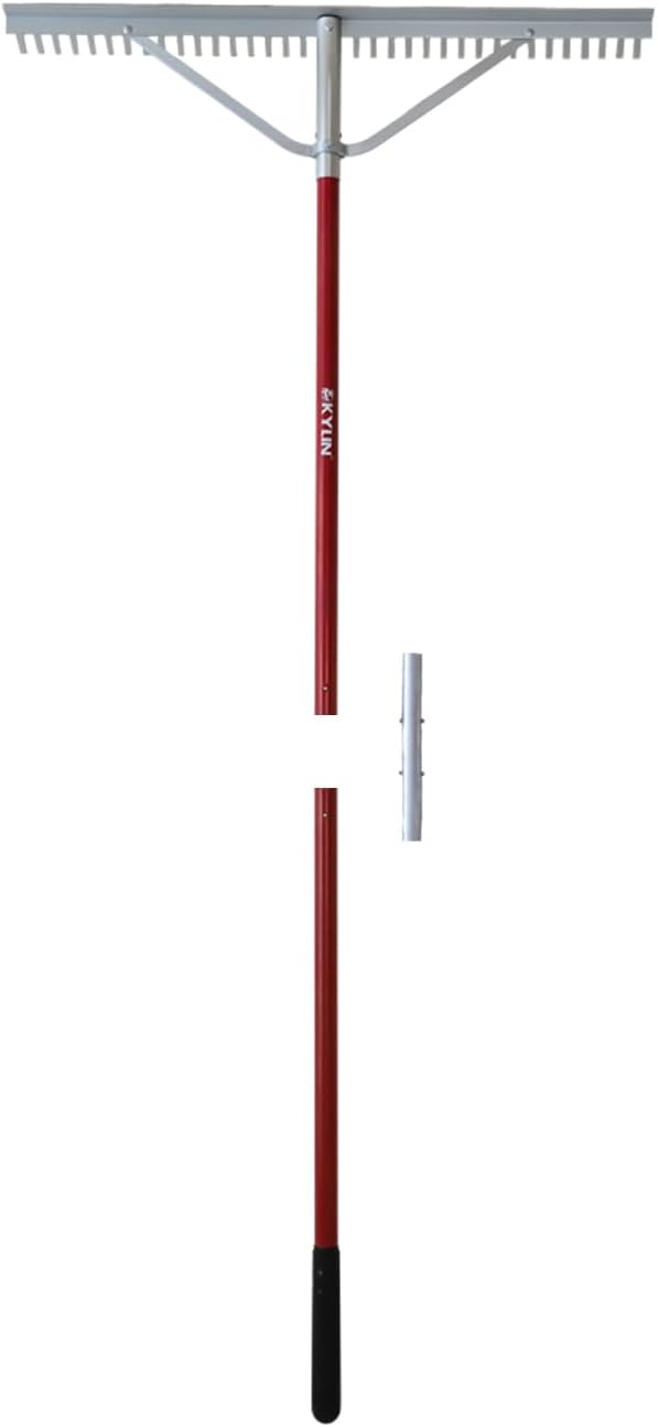 KYLIN Landscape Rake for Lawns 36Tines 36Inch with 66 Inch Extra-Long Aluminum Handle, Leaf Rake Tool for Loosening Soil, Lawn Care, Weeding Lake, Garden, Pond, Beach Landscaping