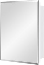 Bathroom Medicine Cabinet with Beveled Edge Mirrored Door 14 x 18 inch, Recessed or Surface Mount, with Adjustable Glass Shelves