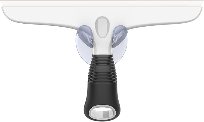 MR.SIGA Multi-Purpose Silicon Squeegee for Window, Glass, Shower Door, Car Windshield, Heavy Duty Window Scrubber, Includes Suction Hook, 10 inch, White & Black, 1 Pack