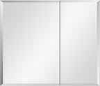 Bathroom Medicine Cabinet with Beveled Edge Mirrored Door 30 x 26 inch, Recessed or Surface Mount, with Adjustable Glass Shelves