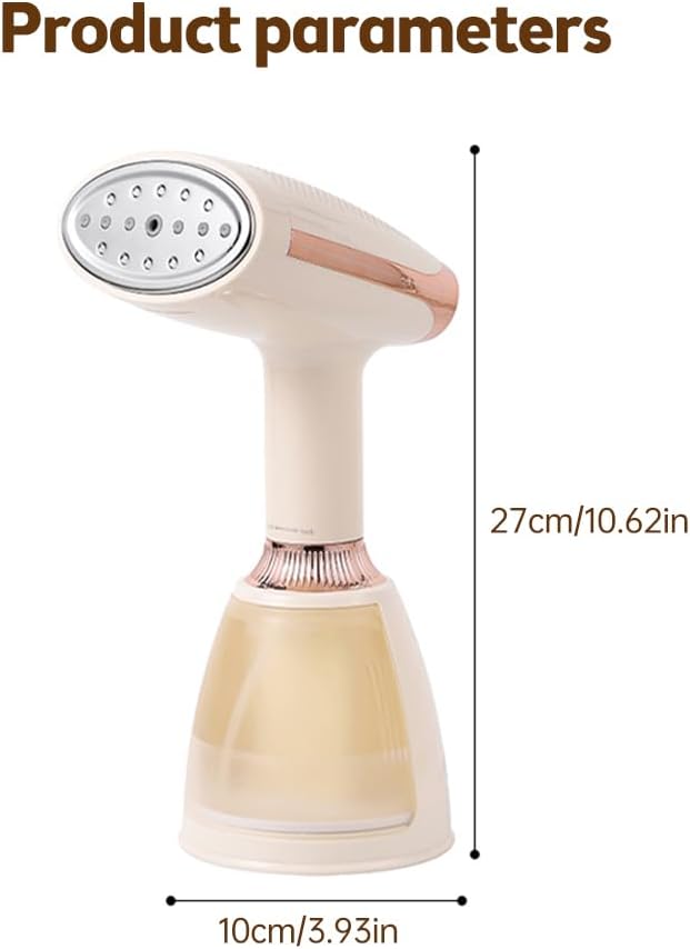 Handheld Steamer for Clothes 1500W 20s Heatup Fabric Wrinkles Remover Portable Handheld Garment Steamer with Removable Water Tank and Fabric Brush Steamer for Garments(champagne)