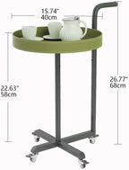 Rolling Utility Cart with Novelty Design, Mobile Saddle Leather Trolley, Organizer Trolley with Lockable Wheels, Multifunctional Serving Cart for Living Room (Green)