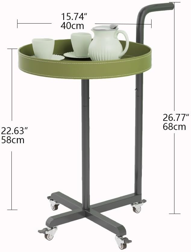 Rolling Utility Cart with Novelty Design, Mobile Saddle Leather Trolley, Organizer Trolley with Lockable Wheels, Multifunctional Serving Cart for Living Room (Green)