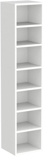 IOTXY Small Narrow Corner Bookcase - 59 Inches Tall Gap Freestanding Storage Cabinet, 7 Lattices Open Shelves Tower Rack, Cubes Bookshelf in White