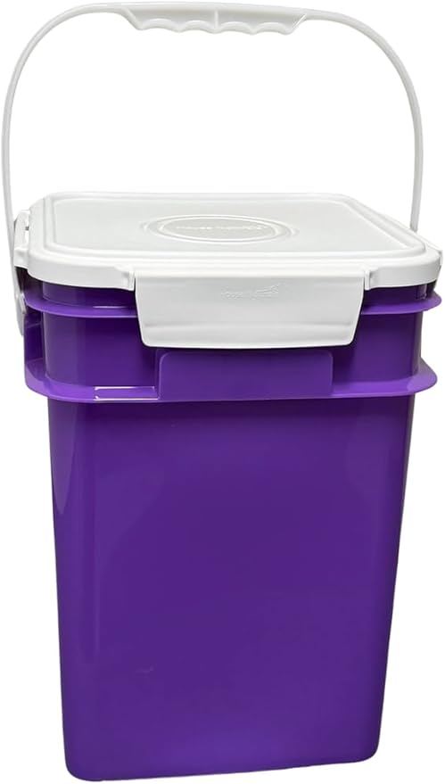 House Naturals 4 Gallon Square Food Grade Bucket Pail with Plastic Handles and Lid (Pack of 3) Made in USA containers (Pink/Magenta/Purple - White lids)