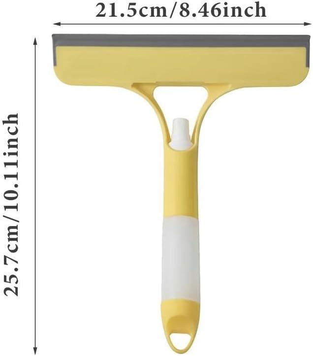 3 in 1 Spray Window Squeegee Cleaner Scraper, Window Squeegee Cleaner Tool with Spray Bottle for Shower Glass, Mirrors, Car, Home Window Cleaner Tool (Yellow)