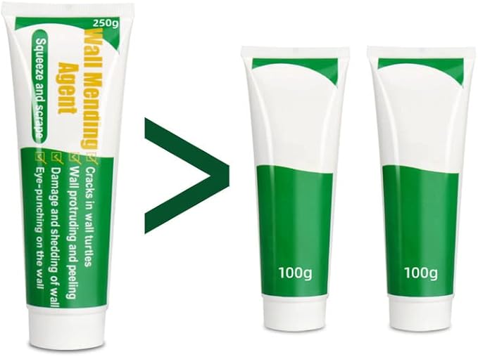 Drywall Repair Kit | 250g Safe Wall Mending Agent | 6pcs Wall Patches | Reusable Frosted Block | Scrapers | Easy Hole Filling for Aluminum, Metal, Plaster, Sheetrock & Ceiling