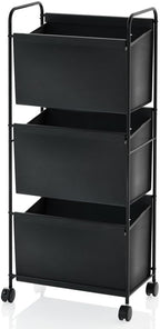 125L Vertical Laundry Hamper with Wheels, 3 Section Large Rolling Laundry Sorter with Detachable Inners, Metal Clothes Hamper Laundry Baskets Organizer for Bathroom, Bedroom, Dorm (Black)