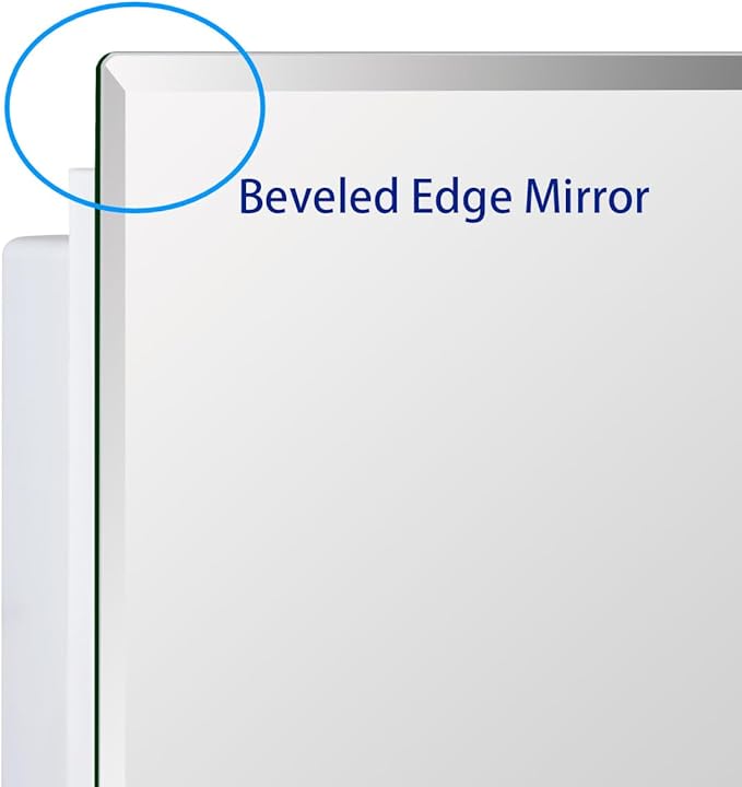 Bathroom Medicine Cabinet with Beveled Edge Mirrored Door 15 x 24 inch, Recessed or Surface Mount, with Adjustable Glass Shelves